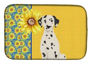 Summer Sunflowers Dalmatian Dish Drying Mat Absorbent Dish Drying Mat Pad for Kitchen Counter Dish Drainer Mat for Countertop, 1 Summer Sunflowers Dalmatian Dish Drying Mat Absorbent Dish Drying Mat Pad for Kitchen Counter Dish Drainer Mat for Countertop, 1