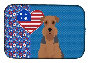 Grizzle and Tan Airedale Terrier USA American Dish Drying Mat Absorbent Dish Drying Mat Pad for Kitchen Counter Dish Drainer Mat