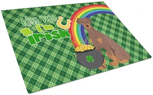 Natural Ear Red and Tan Doberman Pinscher St. Patrick's Day Glass Cutting Board Decorative Tempered Glass Kitchen Cutting and Se Natural Ear Red and Tan Doberman Pinscher St. Patrick's Day Glass Cutting Board Decorative Tempered Glass Kitchen Cutting and Se