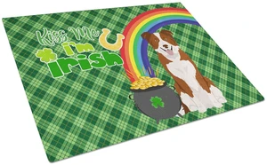 Red and White Border Collie St. Patrick's Day Glass Cutting Board Decorative Tempered Glass Kitchen Cutting and Serving Board La Red and White Border Collie St. Patrick's Day Glass Cutting Board Decorative Tempered Glass Kitchen Cutting and Serving Board La