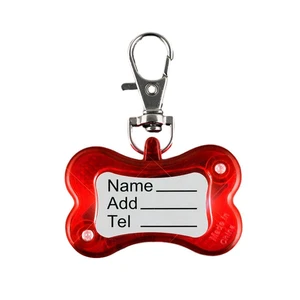 Red Flashing Dog Bone Body Name Tag Safety Light Red Flashing Dog Bone Body Name Tag Safety Light