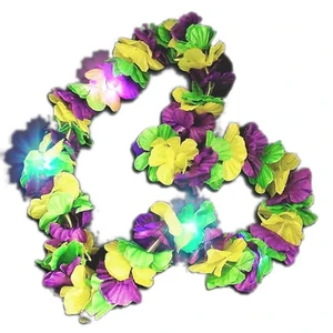 Blinkee Tri Color Hawaiian Mardi Gras Flower Lei Flashing Necklace for Fat Tuesday A Fantastic Alternative Blinkee Tri Color Hawaiian Mardi Gras Flower Lei Flashing Necklace for Fat Tuesday A Fantastic Alternative