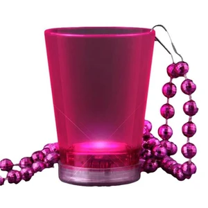 blinkee Light Up Pink Shot Glass on Pink Beaded Necklaces blinkee Light Up Pink Shot Glass on Pink Beaded Necklaces