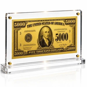5,000 Dollar Gold Foil Bill with Acrylic Display Stand 5,000 Dollar Gold Foil Bill with Acrylic Display Stand