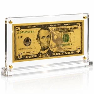 5 Dollar Gold Foil Bill with Acrylic Display Stand 5 Dollar Gold Foil Bill with Acrylic Display Stand