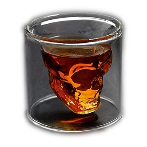 1 Ounce Crystal Skull Beer Whiskey Shot Double Glass Cup 1 Ounce Crystal Skull Beer Whiskey Shot Double Glass Cup