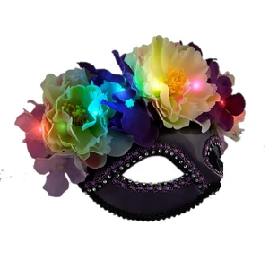 Colorful Light Up Flower Masquerade Mask for Mardi Gras Colorful Light Up Flower Masquerade Mask for Mardi Gras