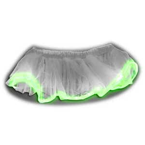 Light up Romantic Twirling Ballerina Tulle Tutu White Skirt with Green EL Wire Light up Romantic Twirling Ballerina Tulle Tutu White Skirt with Green EL Wire