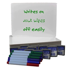 9 x 12 Dry Erase Board + Colored Pens + Student Eraser Retail Class Pack of 12 9 x 12 Dry Erase Board + Colored Pens + Student Eraser Retail Class Pack of 12