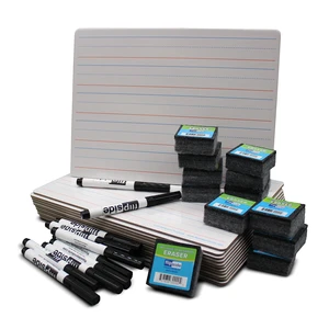 Flipside Products DoubleSided Magnetic Red & Blue Ruled Dry Erase Board 9" x 12" + Erasers + Black Markers, Class Pack of 12 Flipside Products DoubleSided Magnetic Red & Blue Ruled Dry Erase Board 9" x 12" + Erasers + Black Markers, Class Pack of 12