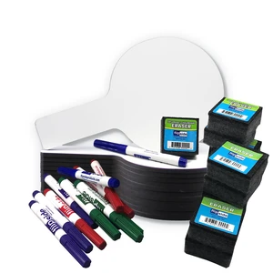 Mini Dry Erase Answer Paddles with Colored Pens and Erasers, Class Pack of 12 Mini Dry Erase Answer Paddles with Colored Pens and Erasers, Class Pack of 12