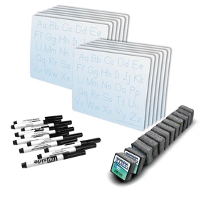 9" X 12" Letters And Numbers Learning Mat + Black Marker + Student Eraser Class Pack 36 Pcs 9" X 12" Letters And Numbers Learning Mat + Black Marker + Student Eraser Class Pack 36 Pcs