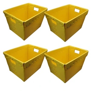 Yellow Corrugated Plastic Storage Postal Tote 4 Pack Yellow Corrugated Plastic Storage Postal Tote 4 Pack
