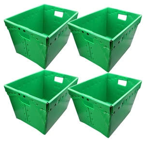 Green Corrugated Plastic Storage Postal Tote 4 Pack Green Corrugated Plastic Storage Postal Tote 4 Pack