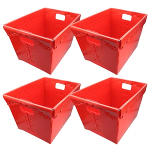 Red Corrugated Plastic Storage Postal Tote 4 Pack Red Corrugated Plastic Storage Postal Tote 4 Pack