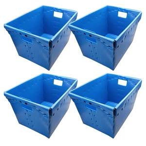 Blue Corrugated Plastic Storage Postal Tote 4 Pack Blue Corrugated Plastic Storage Postal Tote 4 Pack
