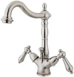 Kingston Brass KS1438AL Classic Mono Deck Mount Lavatory Faucet - Satin Nickel