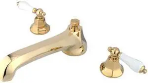 METROPOLITAN ROMAN TUB FILLER PVD, PORCELAIN LEVER-Polish Brass Finish