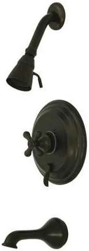 RESTORATION TUB/SHOWER FAUCET W/METAL CROSS HANDLE-Oil Rubbed Bronze Finish