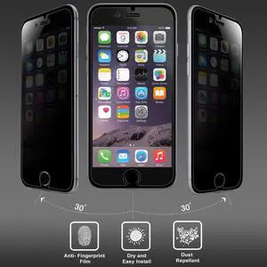 Amzer Kristal Privacy Tempered Glass HD Edge2Edge Black Screen Protector for iPhone 6