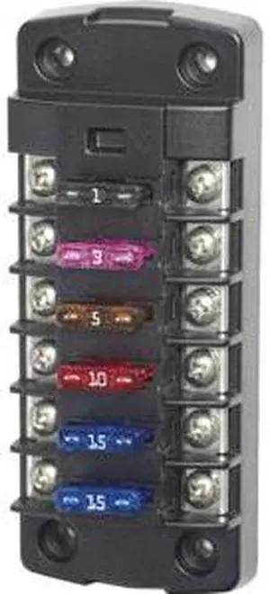 Blue Sea 5037 ST Blade Fuse Block w/o Cover - 6 Circuit Independent w/o Negative Bus