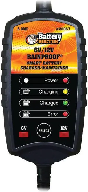 BATTERY DOCTOR 20067 Battery Doc(R) 6-Volt/12-Volt 2-Amp Rainproof(R) CEC Charger/Maintainer