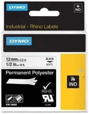 Dymo LABEL, DYMO RHINO, WHITE 1/2" X 18'