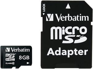 VERBATIM 44081 microSDHC(TM) Card with Adapter (8GB; Class 10))