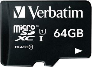 VERBATIM 44084 64GB Class 10 microSDXC(TM) Card with Adapter