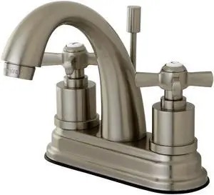 Kingston Brass KS8618ZX Kingston Brass Millennium 4 in. Centerset Lavatory Faucet, Satin Nickel