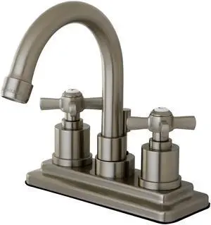 Kingston Brass KS8668ZX Kingston Brass Millennium 4 in. Centerset Lavatory Faucet, Satin Nickel