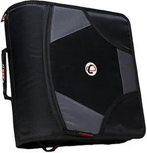 Case-it King Sized Zip Tab 4-Inch D-Ring Zipper Binder with 5-Tab File Folder, Black, D-186-BLK
