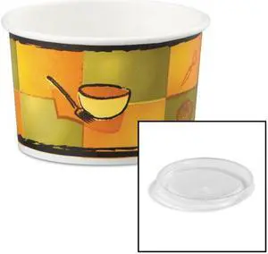 Chinet Streetside Paper Food Container w/Plastic Lid Streetside Design 8-10oz