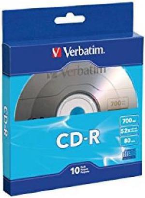 Verbatim 700MB 52X 80 Minute Branded Recordable Disc CD-R, 10-Disc 97955