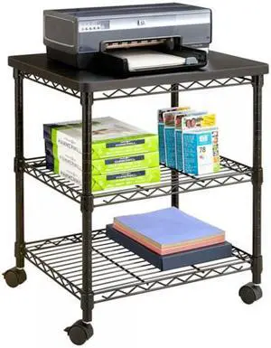 Safco Desk Side Wire Machine Stand, Three-Shelf Desk Side Wire Machine Stand