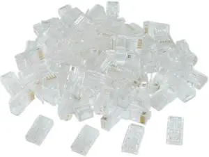 Cable Wholesale CAT6 Crimp Connectors for Solid and Stranded Cable - 100 Pieces Per Bag