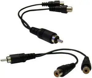 Cable Wholesale 2 Female / 1 Male RCA adapter 6 inch