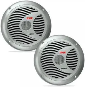 Pyle PLMR60S Dual 6.5'' Waterproof Marine Speakers, Full Range Stereo Sound, 150 Watt, Silver (Pair)
