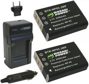 Wasabi Power Battery (2-Pack) and Charger for Fujifilm NP-95 and Fuji FinePix REAL 3D W1, X100, X100S, X-S1