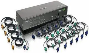 IOGEAR 16-Port USB PS/2 Combo KVM Switch with Cables, GCS1716KIT