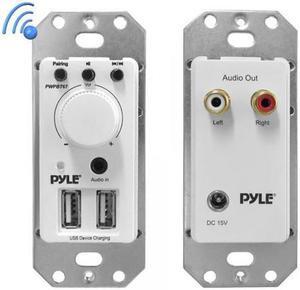 Pyle In-Wall Bluetooth Audio Receiver Wall Plate | Dual USB Device Chargers | Aux (3.5mm) Input for Sound Systems (PWPBT67)