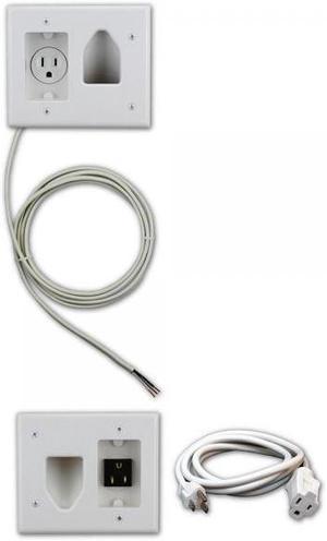 Datacomm 50-3323-WH-KIT Flat Panel TV Cable Organizer Kit with Power Solution - White