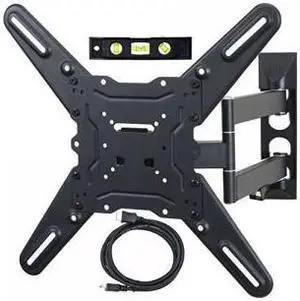 VideoSecu ML531BE TV Wall Mount for most 22-55 LED LCD Plasma Flat Screen Monitor up to 88 lb VESA 400x400 with Full Motion Swivel Articulating 20 in Extension Arm, HDMI Cable & Bubble Level WP5