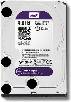 WD Purple 4TB Surveillance Hard Disk Drive - 5400 RPM Class SATA 6 Gb/s 64MB Cache 3.5 Inch - WD40PURX [Old Version]