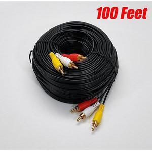 iMBAPrice (100 Feet) Long 3RCA Composite Video Audio A/V AV Cable - Gold Plated