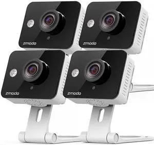 Zmodo 720p HD WiFi Wireless Home Security Camera System Two Way Audio Night Vision Motion Alerts 115 Degree Viewing Angle (4 Pack) - Cloud Service Available
