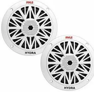 Pyle Dual 5.25'' Water Resistant Marine Speakers, 2-Way Full Range Stereo Sound, 150 Watt, White (Pair)