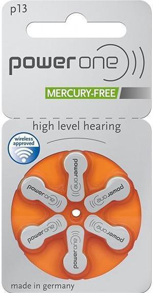 PowerOne Hearing Aid Batteries No Mercury Size 13, PR48 (60 Batteries) + 2 Cell Battery Keychain Kit