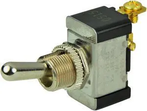 BEP SPST Chrome Plated Toggle Switch -OFF/(ON)