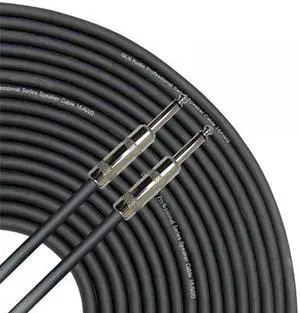 GLS Audio 50 feet Speaker Cable 16AWG Patch Cords - 50 ft 1/4" to 1/4" Professional Speaker Cables Black 16 Gauge Wire - Pro 50' Phono 6.3mm Cord 16G - Single